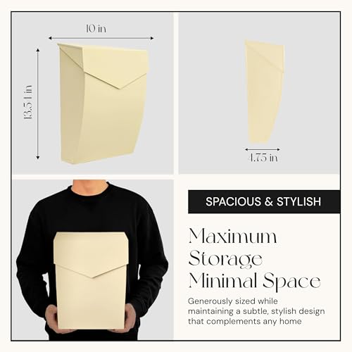 Image of NACH Mailboxes for Outside Wall Mount, 4.8 x 10 x 13 inch Cream Wall Mounted Mailboxes for Outside, Waterpoof Mailbox for House - The Bradley Large Mail Box