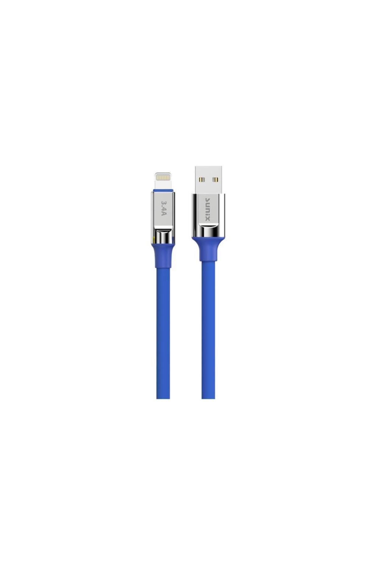 Sunix 3.4A Lightning Şarj Ve Data Kablosu Mavi Sc-64
