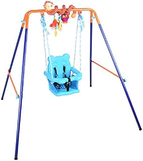 DRM Folding Swing Outdoor Indoor Swing Toddler Swing Set with Support Back Baby Seat+ Baby Spiral Hanging Toys for Baby/Children's Gift