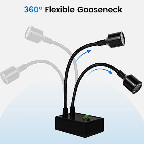 Image of Microscope Articulated Arm Stand Gooseneck Light Set, Dual Gooseneck Spot Light C Mount Lens Holder 26mm-52mm Adjustable Clamp, HDMI USB Camera Lens Electronic Soldering Repairing Stand (Spotlight)