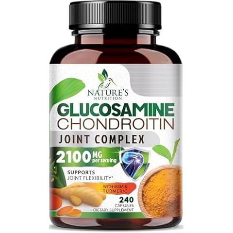 Glucosamine Chondroitin MSM Complex - Joint Support Supplement Turmeric & Boswellia, Triple Strength Glucosamine Capsules - Support for Joint Health & Mobility with Quercetin Bromelain - 240 Capsules Cover