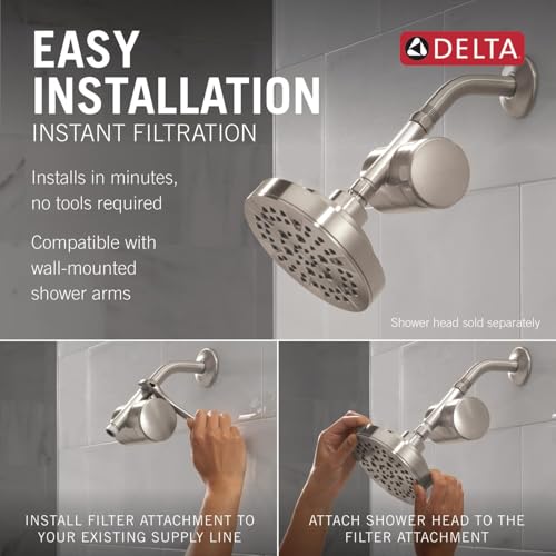 Image of Delta Faucet Clarifi Standard Shower Filter Attachment with Filter, Shower Water Filter, Shower Head Filter, Stainless 7SF100-SS