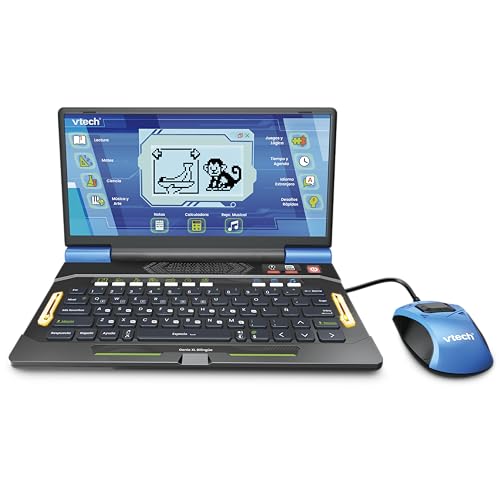 VTech - Genio XL Bilingüe Español-Inglés, Ordenador Interactivo, Juguetes Electrónicos +5 Años, 164 Actividades Educativas, Teclado QWERTY, Ratón, Juegos, Música, Ciencias, Versión ESP