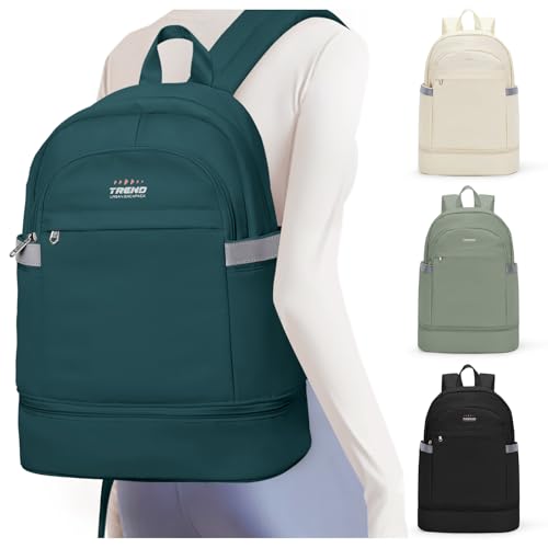 Image of coofay Gym Backpack for Women Men, Sports Backpack with Shoe Compartment | Large Gym Bag with Wet Pocket, Cheer Bag, Lightweight Travel Backpack for Dance, Volleyball, Water-Resistant, Peacock Blue