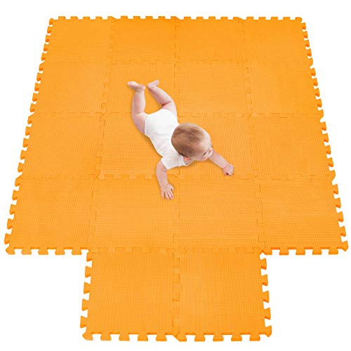meiqicool Alfombra Puzzle Infantiles Suelo de Espuma EVA | Tapete de Juego | Alfombra Suave para Bebé | Alfombra Goma eva Bebe Manta Juegos Naranja 02