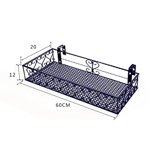 Jardinière rectangulaire en fer suspendue avec support métal pour garde-corps