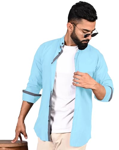 Image of Pinkmint Shirt for Men Cotton Spread Collar Button Down Long Sleeve Shirt Home, Regular, Home (Pack of 1) Purple