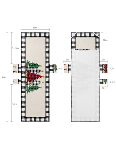 Christmas Beach Lounge Chair Towel Cover, Soft Chaise Lounge Towel with Side Pockets Patio Pool Chairs Cover for Beach/Pool Sunbathing 29x85 Green Red Xmas Tree Black and White Checkered