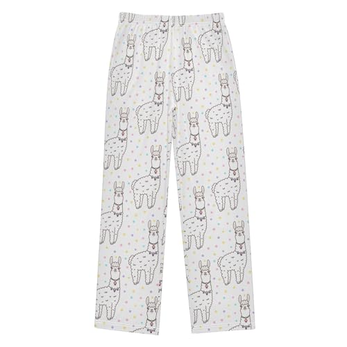 ZZXXB Llama Colorful Polka Dot Boys Long Pants Soft Trousers Elastic Waist Kids Lounge Bottoms with Pockets S-XL