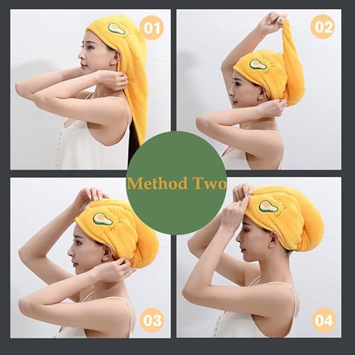 Image of DIVYAM Microfiber Hair Towel Wrap for Women | Quick-Dry Soft Hair Drying Cap with Elastic Loop | Lightweight Magic Head Wrap for Long, Curly & Wet Hair (Yellow, Set of 1)