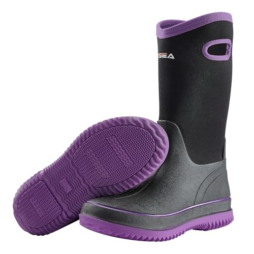 Top 10 Best Shoes for Mud Runs: Ultimate Review Guide 9 HISEA Womens Rain Boots, Women Neoprene Barn Boot Rubber Garden Shoes Waterproof Mid Calf Mud Boots for Outdoor Gardening Work, Lilac Purple, Size 7