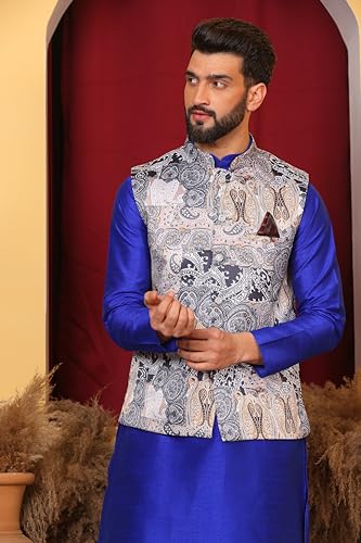Image of Kurta With Churidar & Multicolor Nehru jacket Set