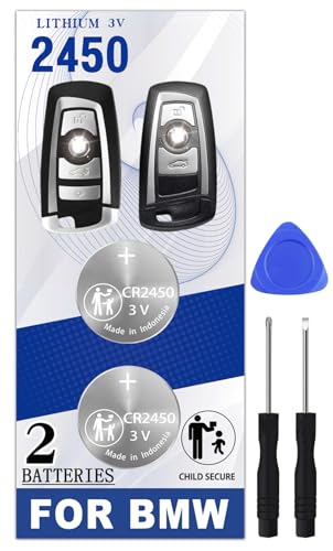 Pinochi CR2450 Key Fob Battery Replacement for BMW (2009-2018) 2 3 5 6 7 Series X3 X4 etc.320i 320xi 328i 328xi 335i 335is 335xi F22 F45 F46 528i 528xi 535i 535xi 550i 550xi F32 Smart Remote