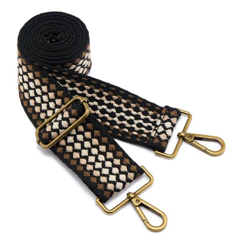 Image of ZOOEASS Bronze Buckles Purse Strap, 2 inch Wide Crossbody Handbag Strap Adjustable Replacement Shoulder Strap Vintage Embroidery