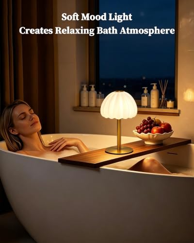 Image of Hifree Rechargeable Waterproof Shower Lamp, IP65 Cordless Touch Small Desk Light for Inside Shower, 4500mAh Battery Operated Color Changing Table Lamp for Bathroom, Bedroom, Outdoor (Gold)