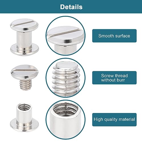HSeaMall 100 Set Binding Schrauben 5 Größen Beiträge Nagel Rivet Button Solid Belt Tack Schraube Verschluss Leder Reparatur Schrauben