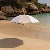 Flamingueo Duży parasol przeciwsłoneczny, plaża, basen, ogród, balkon, regulowana wysokość i orientacja, ochrona UPF 50+, poliester, torba do noszenia, 210 x 160 cm, beżowy, 210 x 160 cm