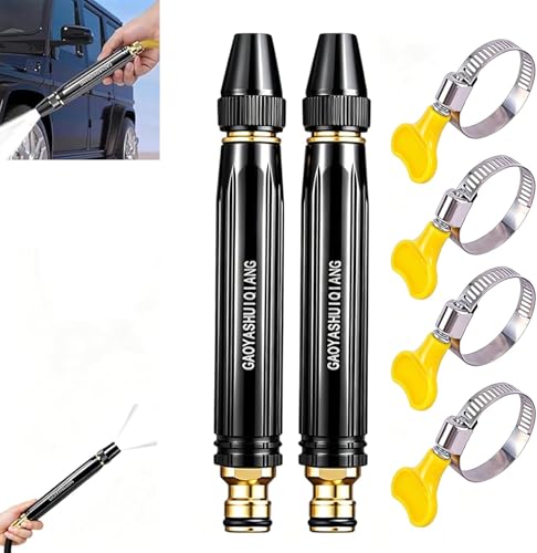 Home High-Pressure Car Wash Water Gun with Booster Nozzle Home Use 10x Powerful Water Gun for Car Cleaning Adjustable Jet Mist Shower Spray Modes All-Proof Garden Hose for Patio (2 Set)