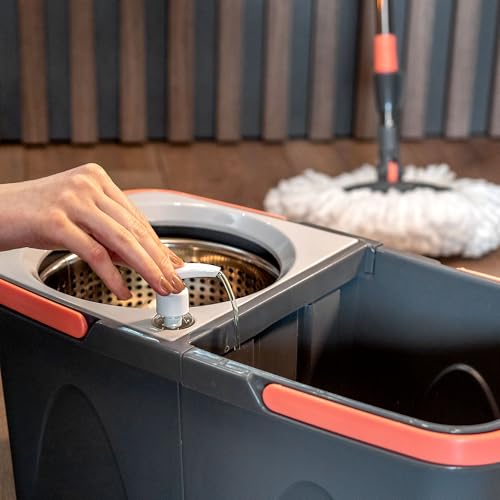 KADAX Fregona giratoria con función de escurridor y cubo de doble cámara, fregona de limpieza con mango telescópico - imagen 5