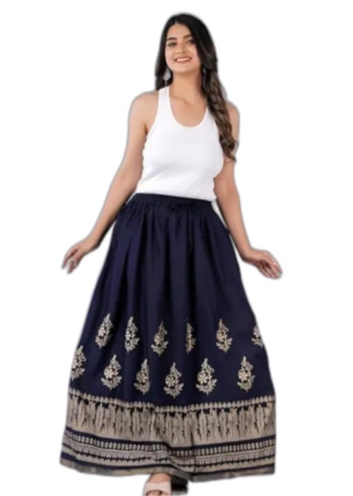 Stylish Multicolor Floral Skirt – Long Rayon Look for Festive Occasions-picture-42