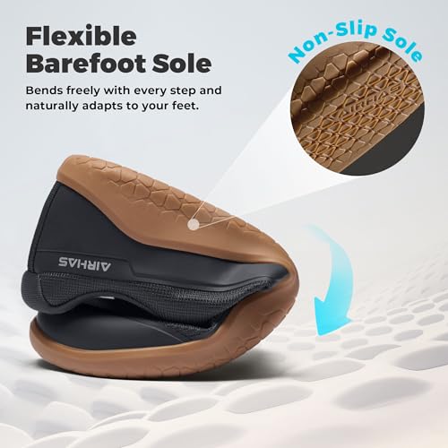 Image of AIRHAS Men's Barefoot Training Shoes Zero Drop Minimalist Sneakers Anatomical Toe Design for Weightlifting and Fitness