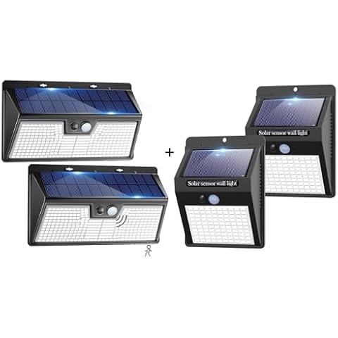 2Pack 318LED+2Pack 100LED Solar Motion Lights Outdoor Cover