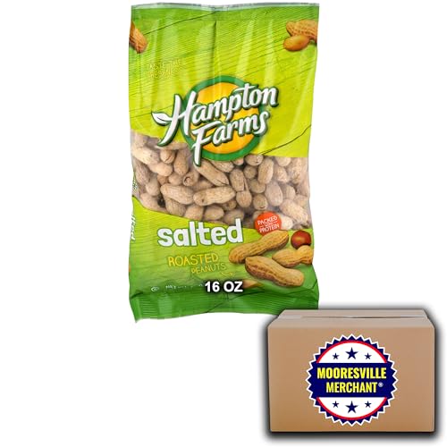 Hampton Farms Roasted Jumbo Peanuts Salted, 16 oz, 2 Bags with Mooresville Merchant Decal