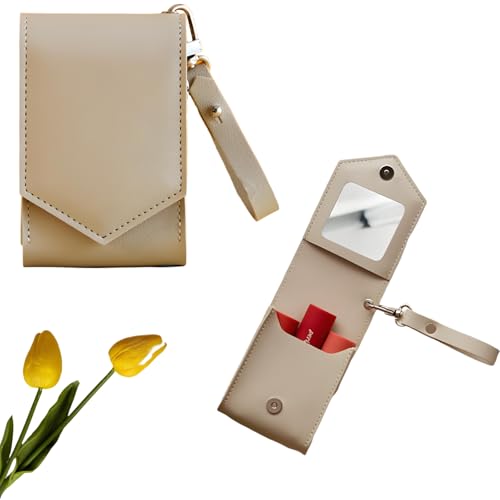 Mini neceser de pintalabios, de piel sintética, con espejo,...