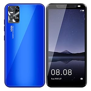 无 Smartphone Débloqué Pas Cher 3G Dual SIM, 5.5 Pouces, Android OS, Caméra 5MP+5MP, 4Go ROM (Extensible à 128 Go),Téléphone Portable (S10-Blue)