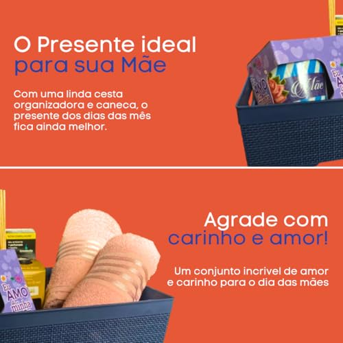 Kit Dia Das Mães Caneca, Cesta, Aromatizador E 2 Toalhas