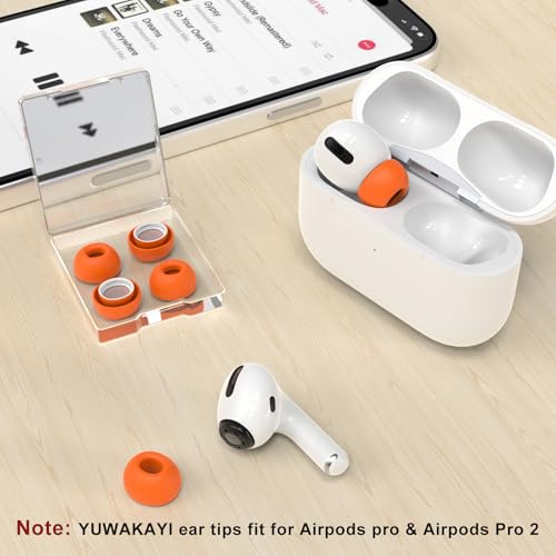 Image of 3 Pairs Replacement Ear Tips for AirPods Pro 1st & 2nd Generation with Noise Reduction Hole, Silicone Ear Tips for AirPods Pro with Portable Storage Box and Fits in Charging Case (Medium, Orange)
