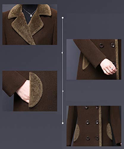 Aprsfn Women's Double-Breasted Notched Lapel Midi Wool Blend Pea Coat Jackets (As1, Alpha, L, Regular, Regular, Dark Coffee) #TOP2