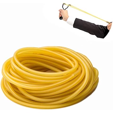 Natural Latex Rubber Tube, 3m 6x9mm Strong Latex Band Tube for Slingshot Catapult Surgical Tube Elastic Fitness Band Sprinkler Tube (Yellow) Cover