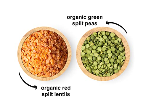 Organic Split Legumes Bundle - Organic Red Split Lentils, 5 Pounds And Organic Green Split Peas, 5 Pounds - Non-Gmo, Kosher, Raw, Vegan #TOP2