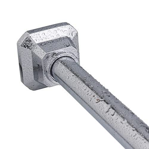 Splash Home Arion Decorative Shower Curtain Rod, Rust-Resistant, No Drilling, Non-Slip Spring Tension Rod, Bathroom Essentials Adjustable 42"-72" Inches - Pewter