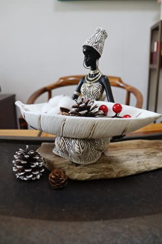 Lescafita African Tribal Lady Holders Figurine, African Statue Home Decoration, Sculptures Table Top Bookshelf Decor For Wedding,Church,Holiday Decor-African Decorative White Color(314-B) #TOP6