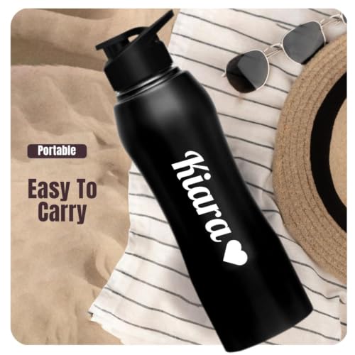Image of CASPIAN / / / Pura Customised Stainless Steel Water Bottle 1L, K-Black with Logo Print-Personalised Water Bottle with Your Name Print for Kids Boys Girls School Office Gym-Perfect for Corporate Gifting
