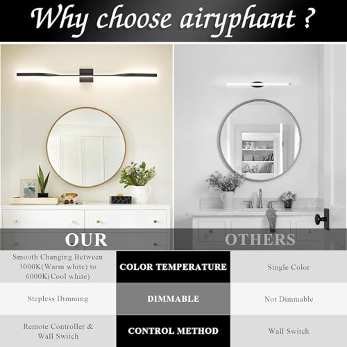 AIRYPHANT 48” Long Bathroom Vanity Light, Hardwired Black Wall Mount Lighting LED Wall Lamp Wall Light Fixture for Living Room Bedroom Entrance Foyer by AIRYPHANT - Used condition - Image 8