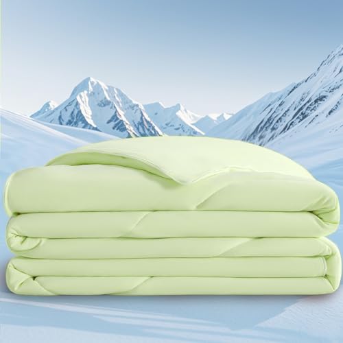 Hailyuwl Cooling Comforter Twin Size, Lightweight Ice Blanket for Hot Sleepers, Summer Breathable Cold Blankets Double-Sided Cool Bedding for Night Sweats, Sofa, Office, Camping, Green (59