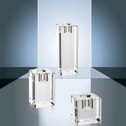 Lot de 3 bougeoirs carrés en verre pour bougies piliers