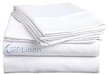 SRP Linen 400TC Egyptian Cotton 4-pc Soft Sheet Set with 10" Deep Pocket Solid (Full, White)