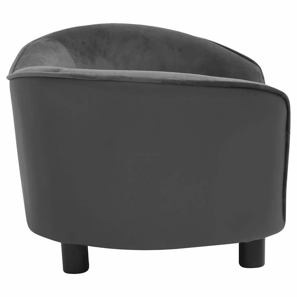 Hothingwell Ciemnoszara sofa dla psa 69x49x40 cm Pluszowa i sztuczna skóra