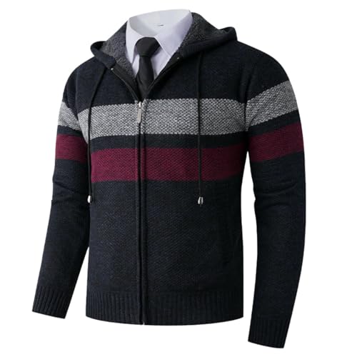 Suéter de punto de manga larga para hombre ropa de abrigo con felpa