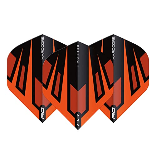 RED DRAGON Hardcore Radical Orange & Black Fan Dart Flights - 4 Sets Per Pack (12 Dart Flights in total), Orange and Black Fan - Image 3