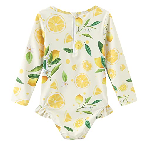 Image of Baby Girls One Piece Swimsuits Long Sleeve Rash Guard for Kids Girls UPF 50+ Sun Protection Swimshirts