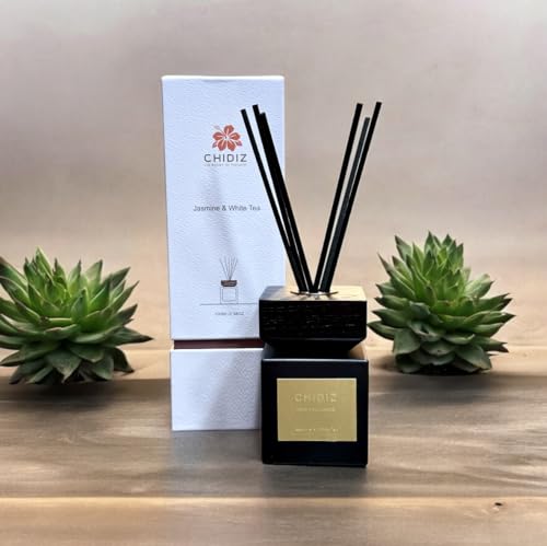 CHIDIZ Jasmine & White Tea Reed Diffuser | Home Fragrance Reed Diffuser | Diffuser Scented Oil 3.38Oz | Aromatherapy