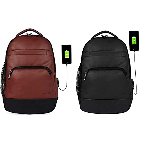 Image of Fur Jaden Anti Theft Zipper 15.6 Inch Waterproof Resistant Backpack Bag with USB Charging Port 30 Ltrs Black Casual Backpack