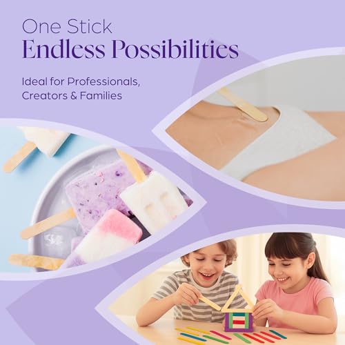 Image of 150 Wooden Wax Sticks for Hair Removal - Popsicle Craft Sticks | 150 birch sticks 6.1 x 0.55 in . splinter-free, unwrapped . waxing, salon & crafts