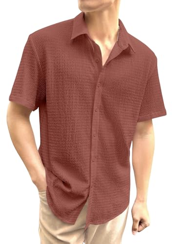 Image of GRECIILOOKS Men's Polycotton Shirt |Stylish Casual Regular Fit Shirts | Textured Half Sleeve | Slim Fit | Business & Meeting Ready (Available in Plus Size)