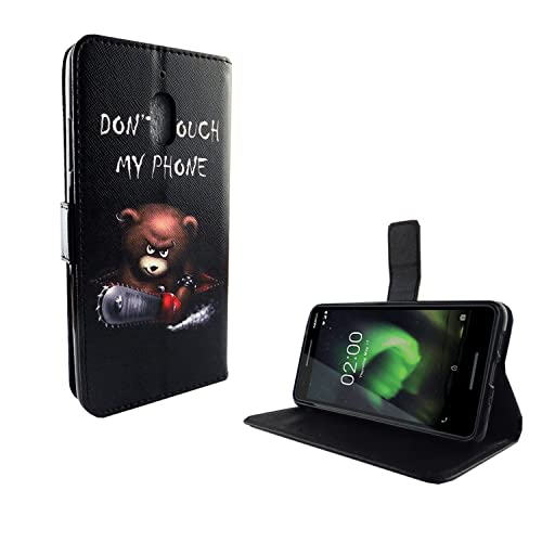 Étui protection Nokia 2.1 noir cuir synthétique support